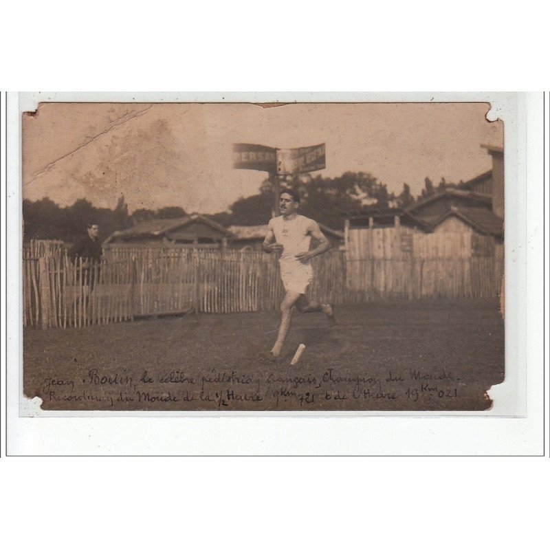 LANGON - CARTE PHOTO - Jean Bouin, pédestrian champion du monde de course à pied -  état