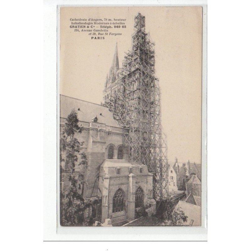 ANGERS - Cathédrale d'Angers - Echafaudages Modernes à échelles Gratien & Cie - très bon état ANGERS - Cathédrale d'Angers - Echafaudages Modernes à échelles Gratien & Cie - très bon état
