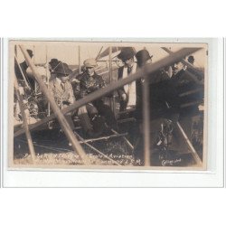 PAU - CARTE PHOTO - Le Roi d'Espagne à l'Ecole d'Aviation - Wilbur Wright - très bon état