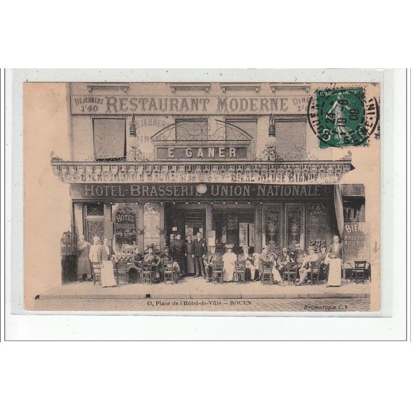 ROUEN - Restaurant Moderne, E. Ganer - 13, place de l'Hôtel de Ville -  état