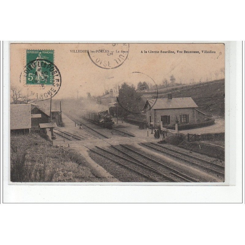 VILLEDIEU LES POELES - A la Civette Sourdine, Veuve Belhomme - LOCOMOTIVE - très bon état