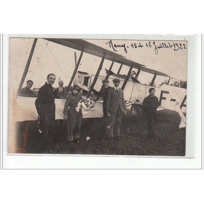 Environs de NANCY - CARTE PHOTO - AVIATION 15 et 16 Juillet 1922 - femme Aviateur - très bon état