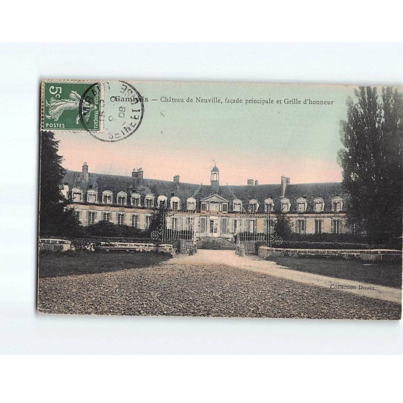 GAMBLAIS : Château de Neuville, façade principale et grille d'honneur - état GAMBLAIS : Château de Neuville, façade principale et grille d'honneur - état