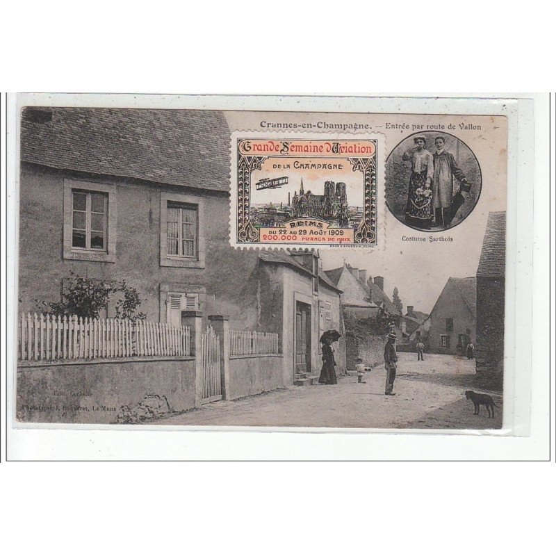 CRANNES EN CHAMPAGNE - Entrée par la Route du Vallon - AVIATION - VIGNETTE - très bon état