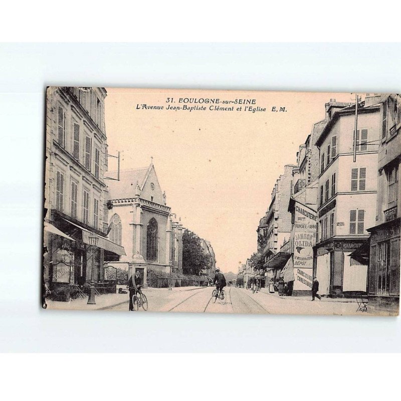 BOULOGNE SUR SEINE : L'Avenue Jean-Baptiste Clément et l'Eglise - très bon état BOULOGNE SUR SEINE : L'Avenue Jean-Baptiste Clément et l'Eglise - très bon état
