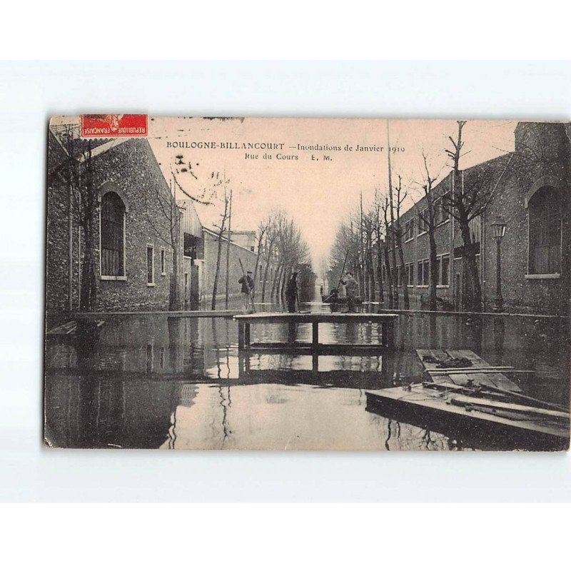 BOULOGNE BILLANCOURT : Rue du Cours , Inondations de 1910 - état BOULOGNE BILLANCOURT : Rue du Cours , Inondations de 1910 - état