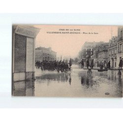 VILLENEUVE SAINT GEORGES : Crue de la Seine, Place de la Gare - très bon état