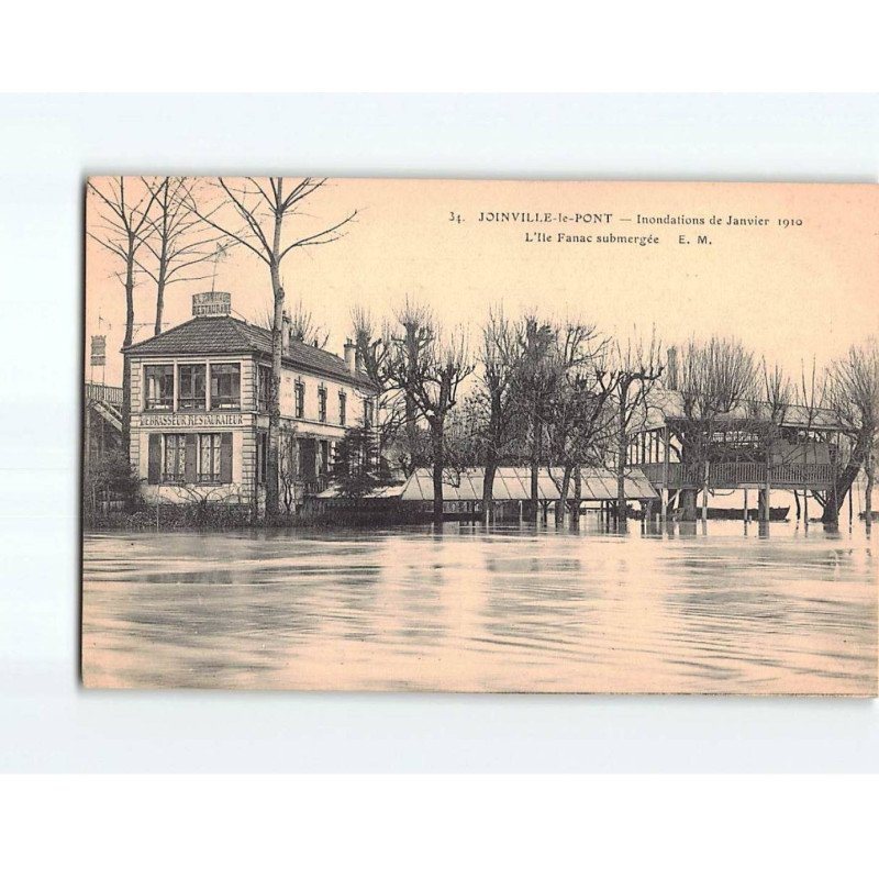 JOINVILLE LE PONT : Inondation de 1910, L'Ile Fanac Submergée - très bon état JOINVILLE LE PONT : Inondation de 1910, L'Ile Fanac Submergée - très bon état