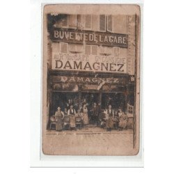 AMIENS - CARTE PHOTO - Gare de Nord - Buvette de la Gare, Grand Café Damagnez - état