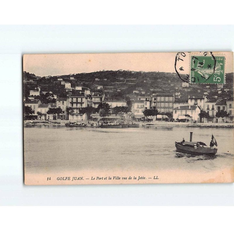 GOLFE JUAN: Le port et la Ville vus de la Jetée - état GOLFE JUAN: Le port et la Ville vus de la Jetée - état