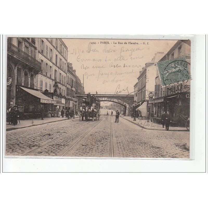 PARIS - La Rue de Flandres - OMNIBUS - PETITE CEINTURE - très bon état