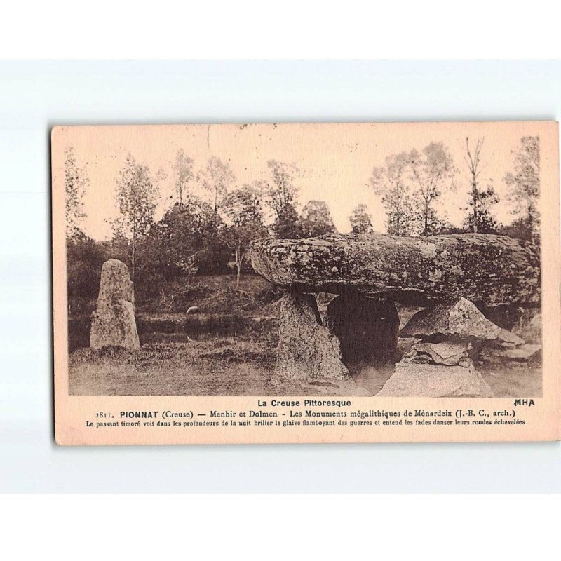 PIONNAT : Menhir et Dolmen - très bon état PIONNAT : Menhir et Dolmen - très bon état