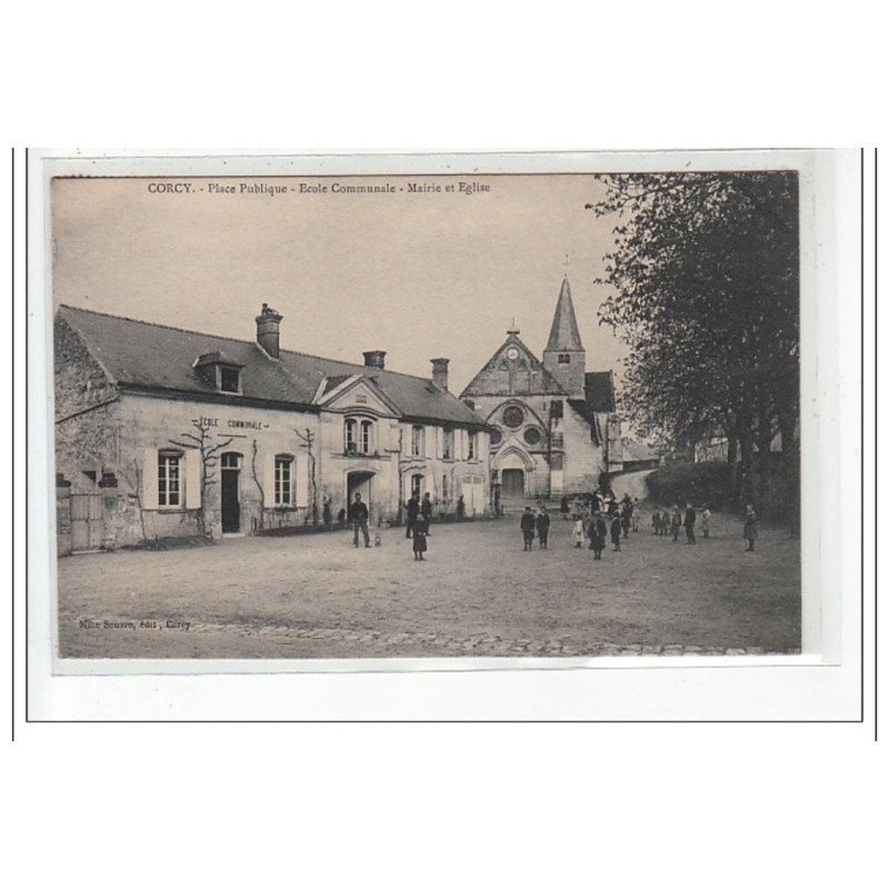 CORCY - Place Publique - Ecole Communale - Mairie et église - très bon état