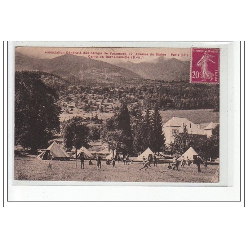 BARCELONNETTE - Association Générale des Camps de vacances - Camp de Barcelonnette - très bon état BARCELONNETTE - Association Générale des Camps de vacances - Camp de Barcelonnette - très bon état