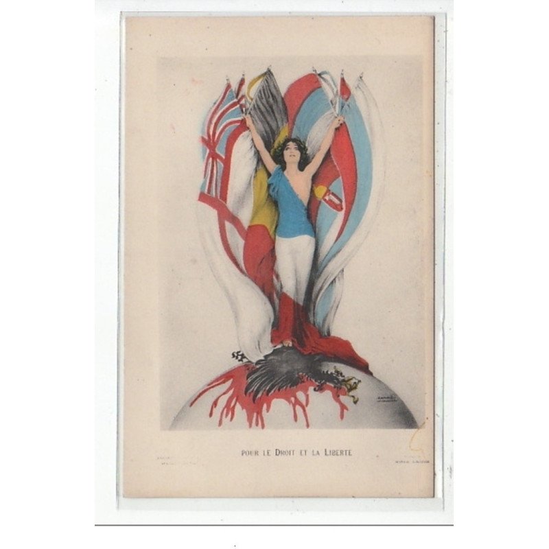 KIRCHNER Raphaël : carte postale patriotique ww1 "pour le droit et la liberté" - (P-1) - très bon état
