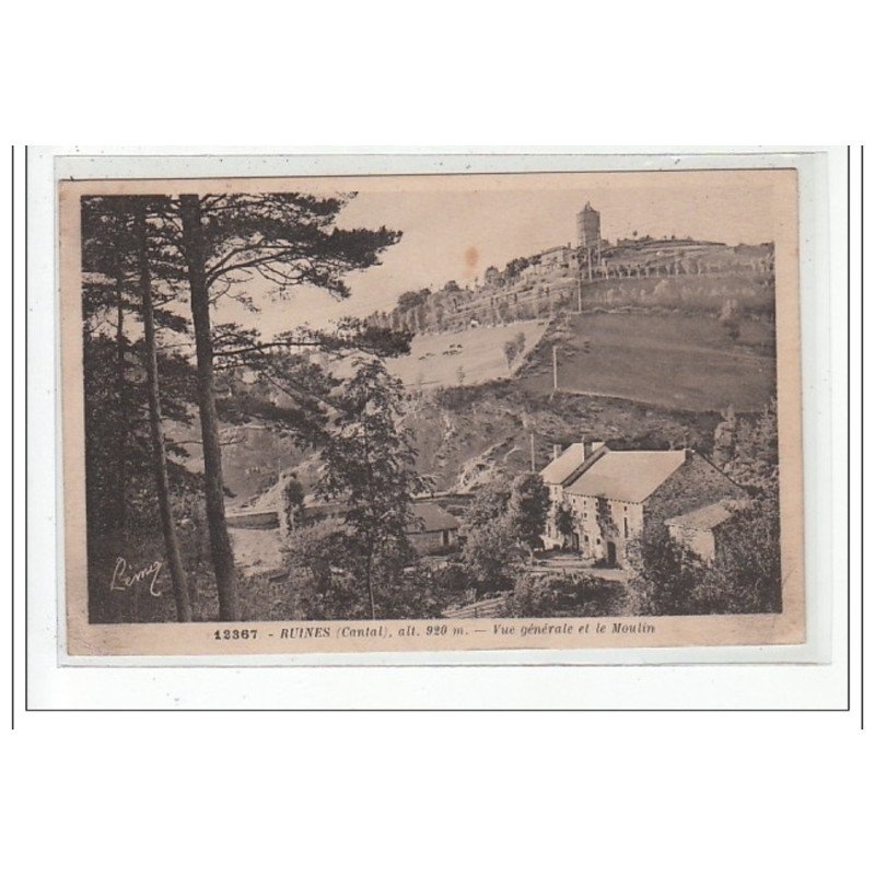 CANTAL : vue generale et le moulin - tres bon état CANTAL : vue generale et le moulin - tres bon état