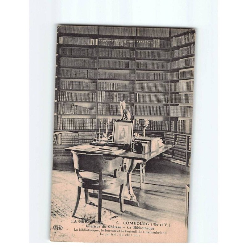 COMBOURG : Intérieur du château , la Bibliothèque - état