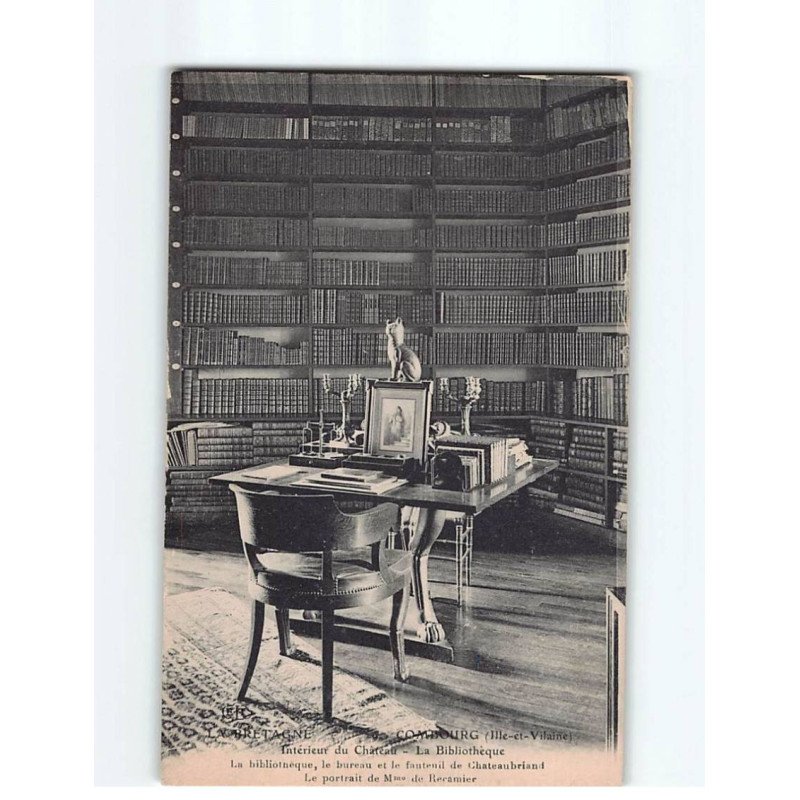 COMBOURG : Intérieur du château , la Bibliothèque - très bon état