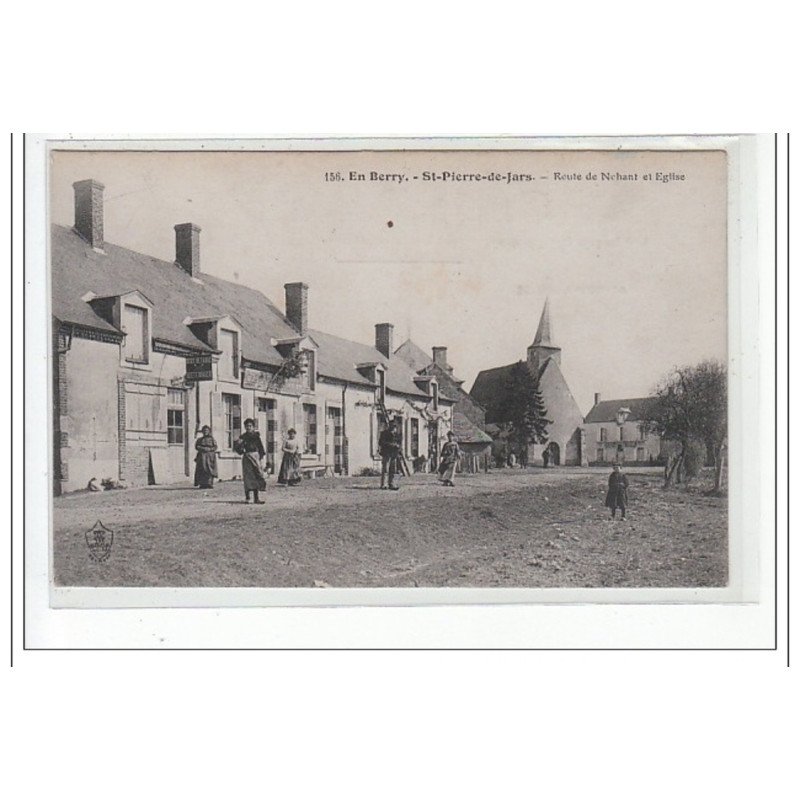 EN BERRY - SAINT PIERRE DE JARS - Route de Nohant et église - très bon état