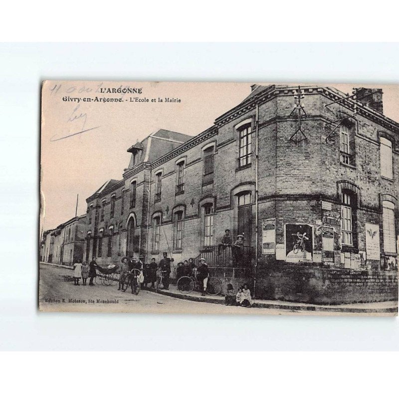 GIVRY EN ARGONNE : L'Ecole et la Mairie - état