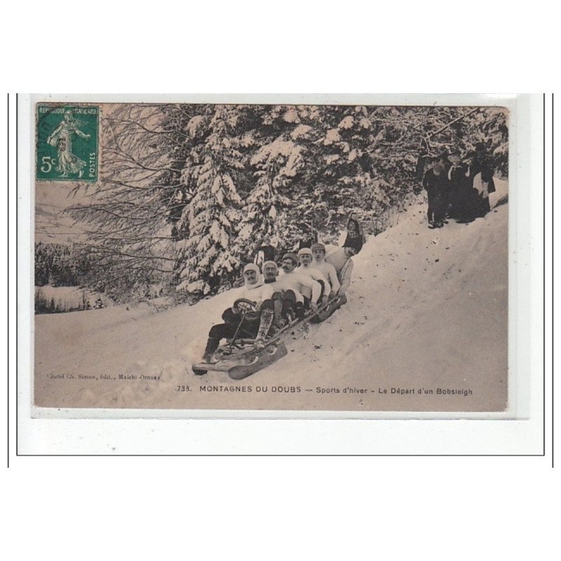 Montagnes du DOUBS - Sports d'Hiver - le départ d'un Bobsleigh - très bon état