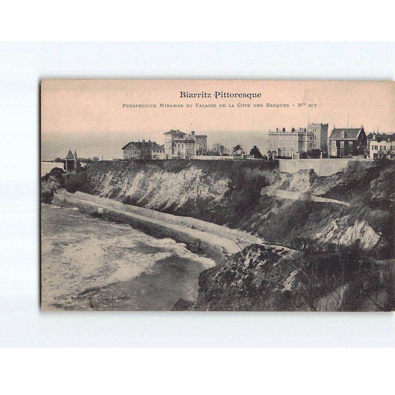 BIARRITZ : Perspective Miramar et Falaise de la Cote des Basques - très bon état