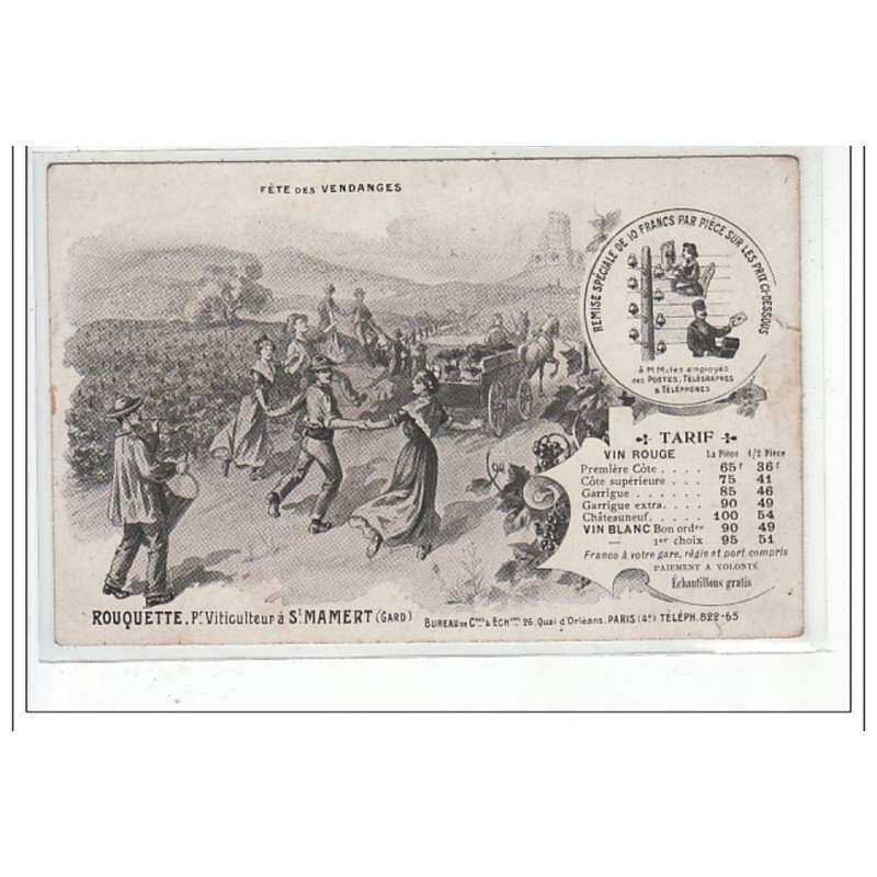 PUBLICITE - Fête des vendanges - Rouquette, Viticulteur à SAINT MAMERT - état