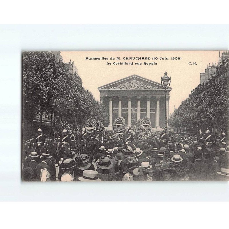 PARIS : Funérailles de M. Chauchard, 10 Juin 1909, Le Corbillard rue Royale - très bon état