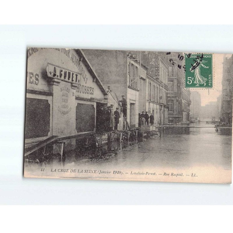 LEVALLOIS PERRET : La crue de la Seine 1910, rue raspail - très bon état