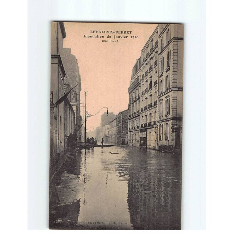 LEVALLOIS PERRET : Inondations 1910, Rue Rivay - état