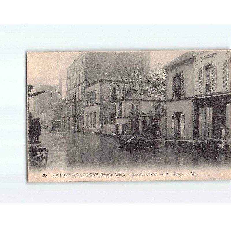 LEVALLOIS PERRET : Inondation 1910, Rue Rivay - très bon état