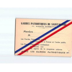 SAINT MANDE : Carte de la Garde patriotique de Saint Mandé - très bon état