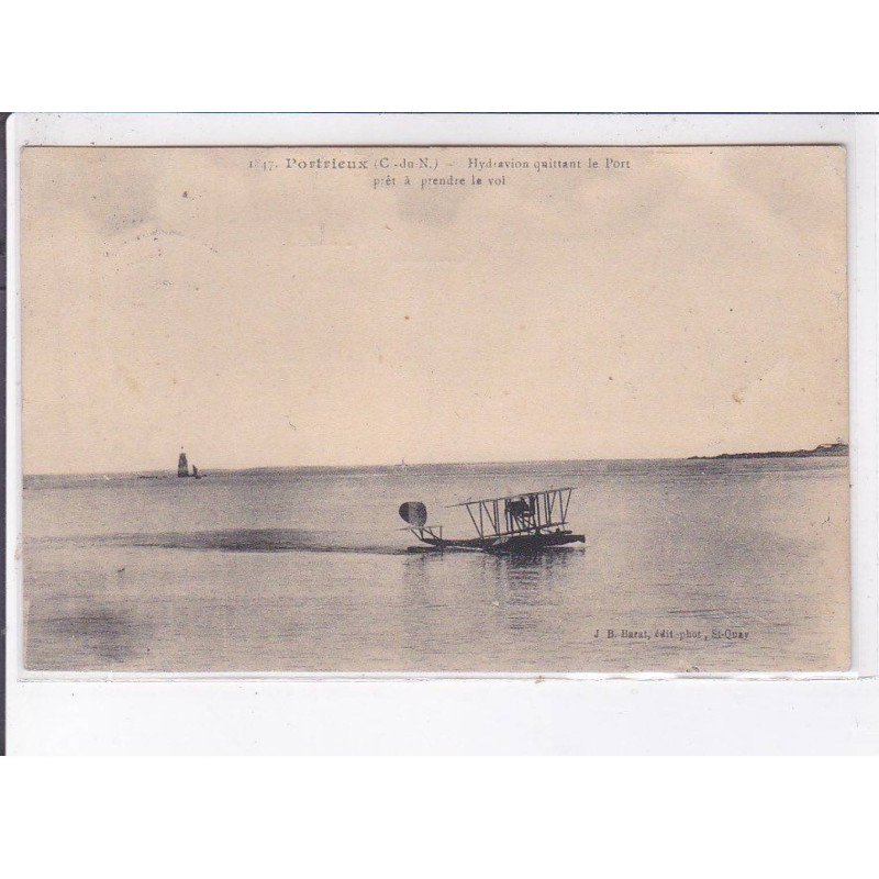 PORTRIEUX: hydravion quittant le port prêt à prendre le vol, aviation - très bon état