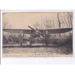 JUVIGNE: aviation, 1912, aviateur Lussetti sur son monoplan blériot avant son vol, autographe de phototypiste - tbe
