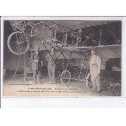 RENNES: aviation 1910 aérodrôme des Gayeulles, Dufour sur biplan de course voisin - très bon état