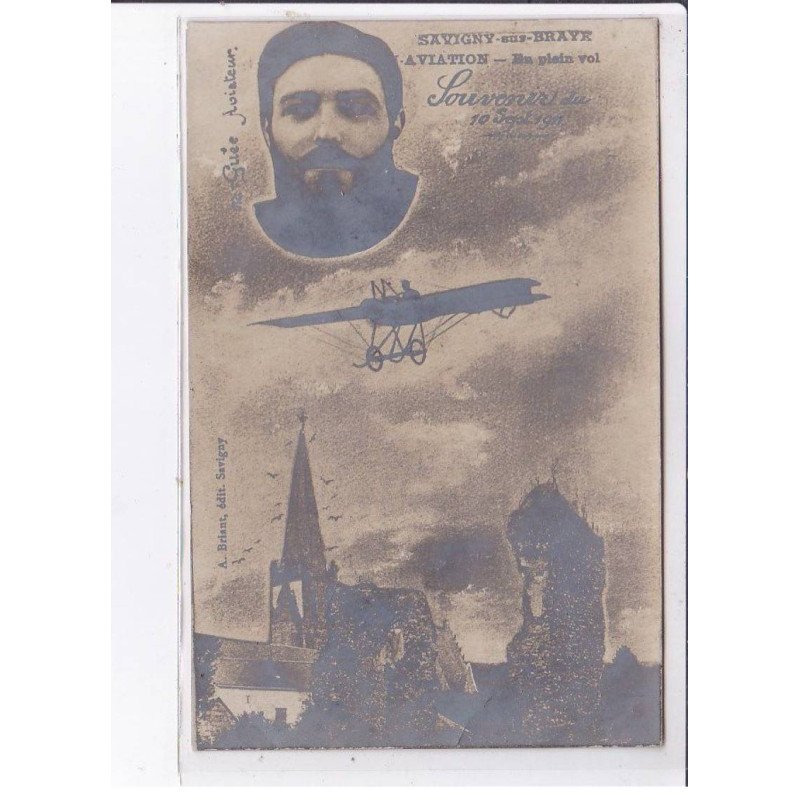SAVIGNY-sur-BRAYE: aviation, en plein vol, Guée, 1911 - très bon état