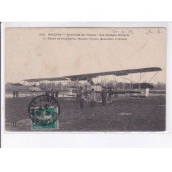 ORLEANS: aviation aérodrome groues aviateurs militaires départ de deux biplans farman quennchen drevet - très bon état