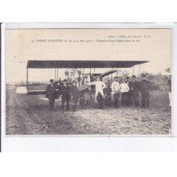 PARAY: aviation 1912 Divetain et son biplan avant un vol - état