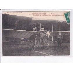 AUTUN: aviation 1910, l'aviateur Weiss devant son monoplan koechlin - très bon état