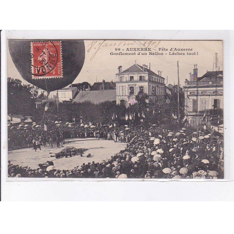 AUXERRE: aviation, fête, gonflement d'un ballon rond, lâchez tout! - état