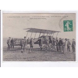 PONT-LEVOY: aviation, course paris-madrid, aérodrome, Divetain près de son appareil Biplan goupy moteur - très bon état