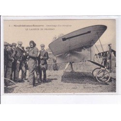 MENETREOL-SOUS-SANCERRE: aviation, atterrissage d'un aéroplane, le lasseur de pranzay - très bon état