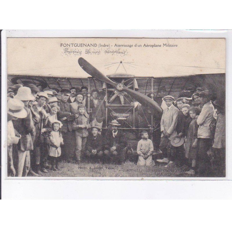 FONTGUENAND: aterrissage d'un aéroplane militaire, aviation - très bon état