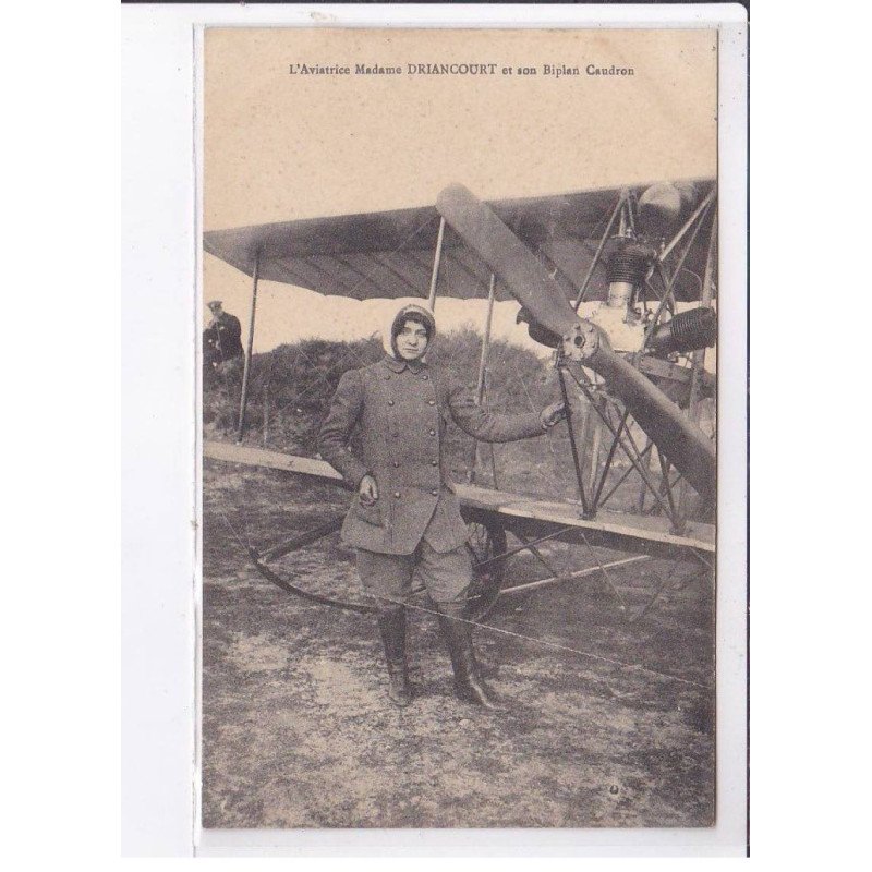 LE CROTOY: l'aviatrice Mme Driancourt et son biplan caudron - très bon état