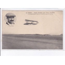 LE CROTOY: aviation, école aviation des frères caudron, chef-pilote E. De Laet sur taxi (appareil d'école) - état