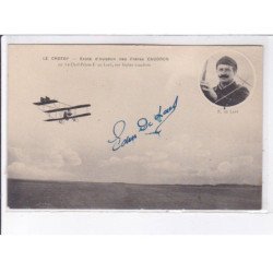 LE CROTOY: école aviation frères caudron, chef-pilote E. De Laet sur biplan caudron autographe - état