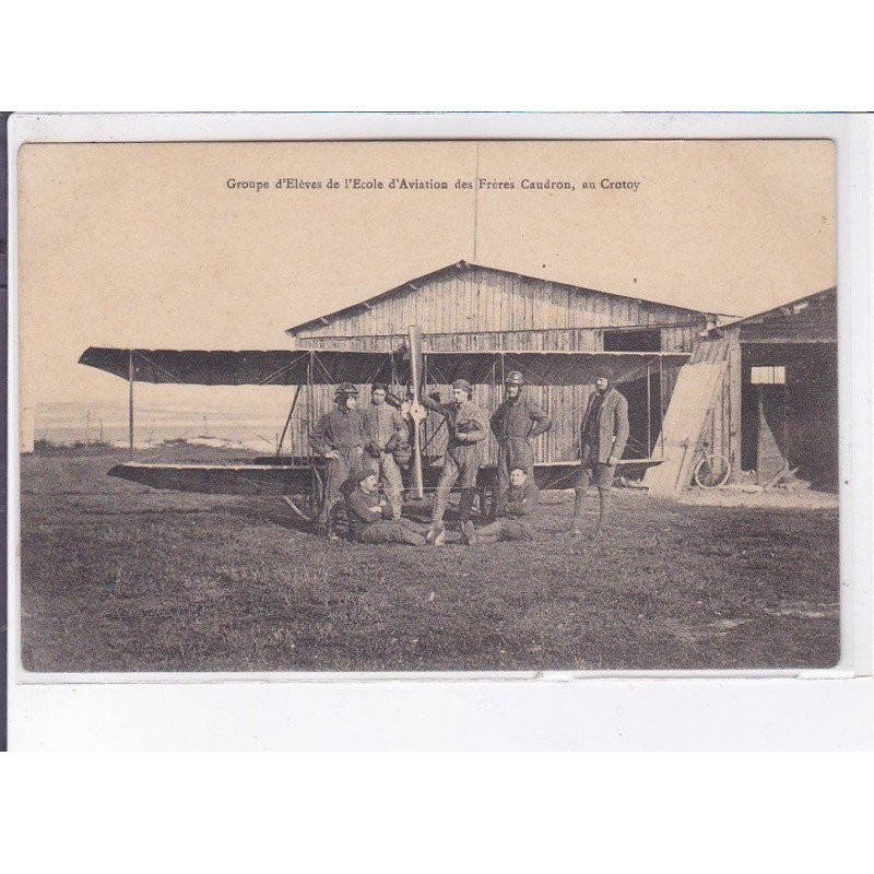 LE CROTOY: école aviation frères caudron, un groupe d'élève - très bon état LE CROTOY: école aviation frères caudron, un groupe d'élève - très bon état