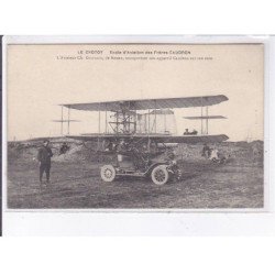 LE CROTOY: école aviation frères caudron, aviateur Guilbaud de rouen transportant son appareil caudron - très bon état