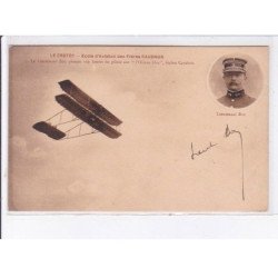 LE CROTOY: école aviation frères caudron, lieutenant Bon passant brevet pilote l'oiseau bleu autographe - très bon état