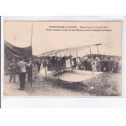 YSSINGEAUX: aviation fêtes des 6 et 7 août 1911 Duval faisant l'essai de son biplan avant la séance - très bon état